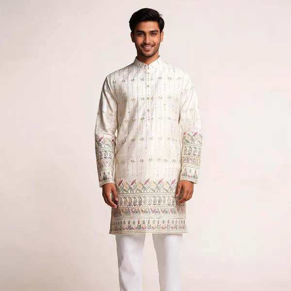 White_Malai_Satin_Straight_Printed_Kurta_Pajama_Set