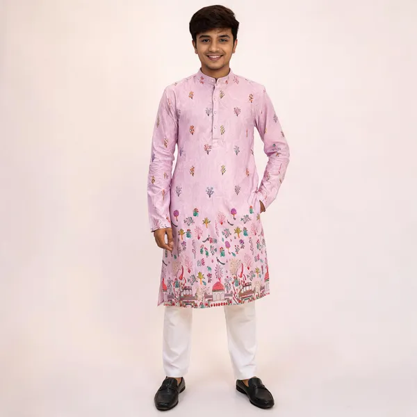 Pink_Cotton_Sequence_Straight_Printed_Kurta_Pajama_Set