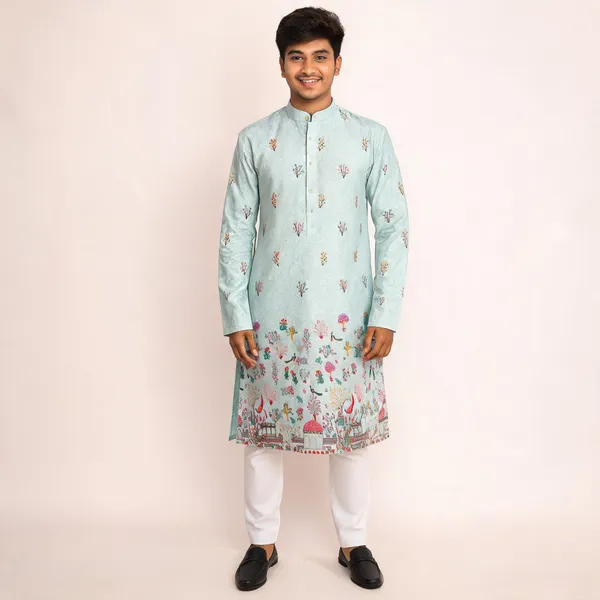 Light_Blue_Cotton_Sequence_Straight_Fit_Pajama_For_Men