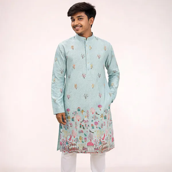 Light_Blue_Cotton_Sequence_Straight_Fit_Pajama_For_Men