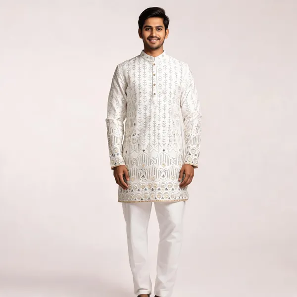 White_Malai_Satin_Straight_Printed_Kurta_Set_For