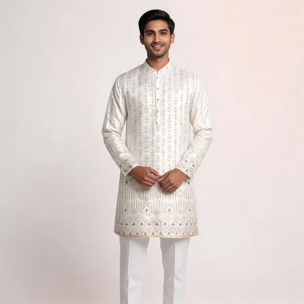 White_Malai_Satin_Straight_Printed_Kurta_Set_For