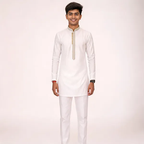 White_Silk_Straight_Fit_Kurta_Pajama_Set_For