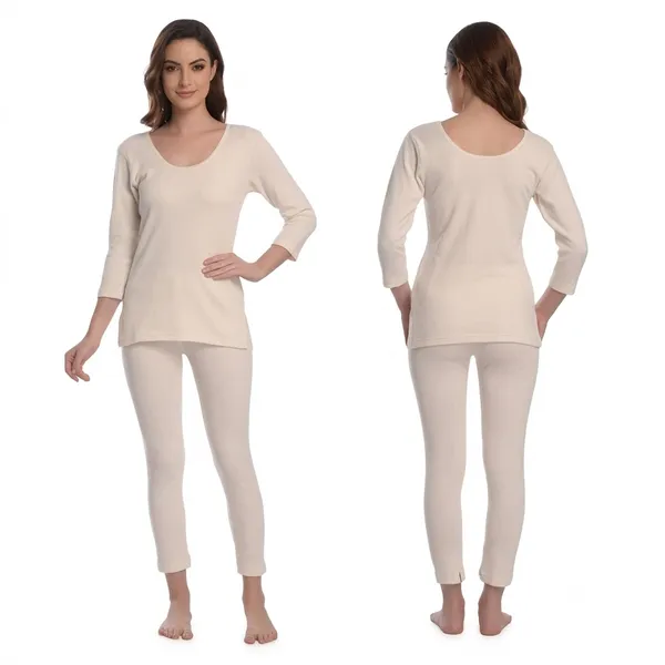 White_Polycotton_Slim_Fit_Thermal_Set_For_Women