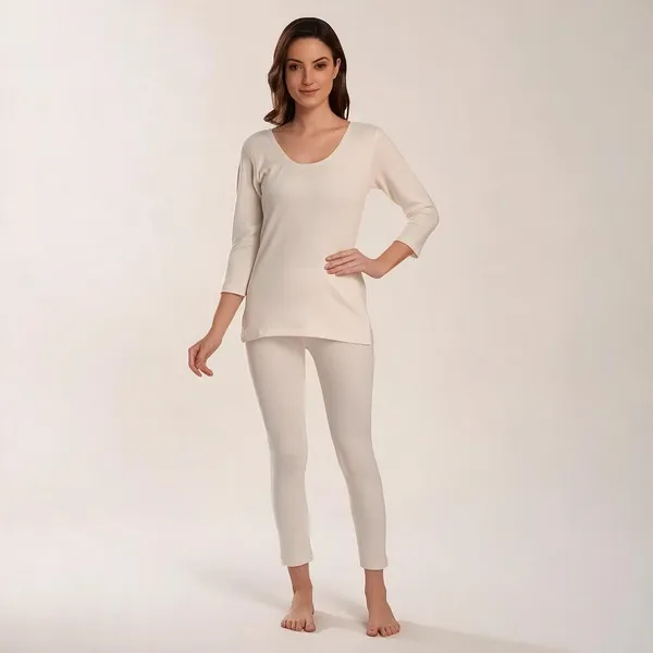 White_Polycotton_Slim_Fit_Thermal_Set_For_Women