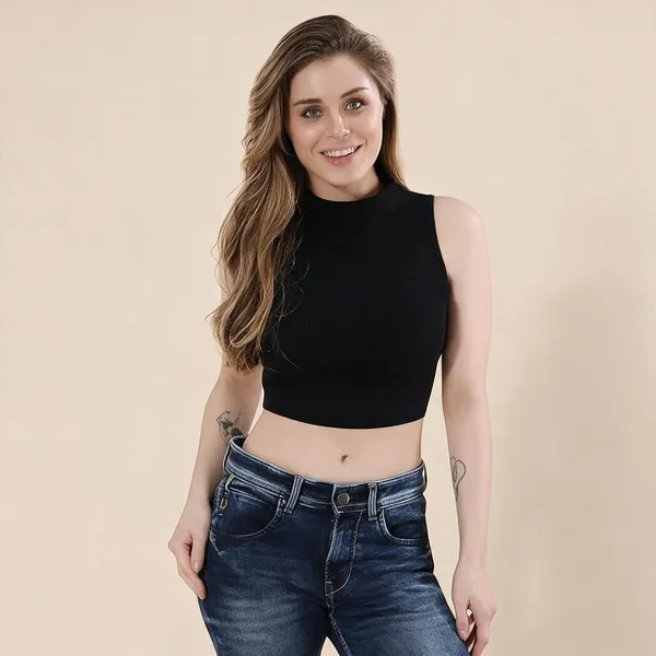 Black_Ribbed_Cotton_Slim_Fit_Crop_Tank_Top_For_Women