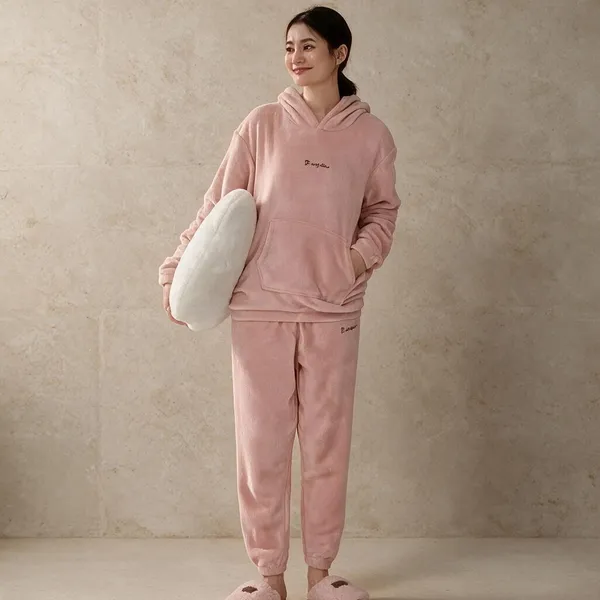 Pink_Wool_Relaxed_Fit_Hoodie_And_Jogger_Set_For_Women