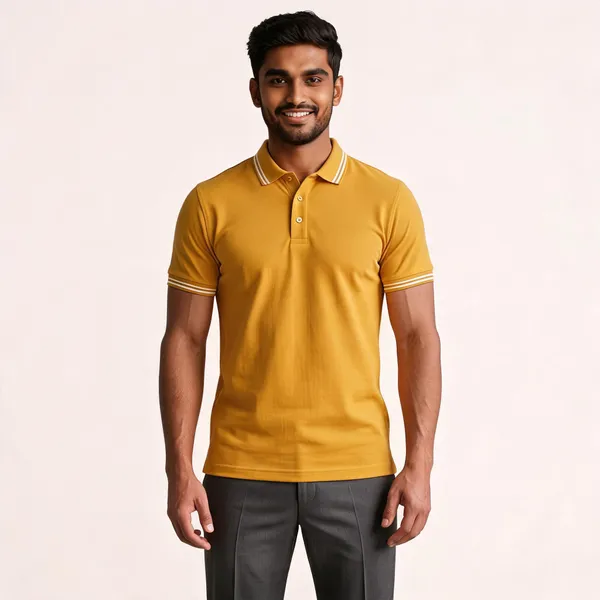Mustard_Cotton_Pique_Striped_Trim_Polo_T-Shirt_For_Men
