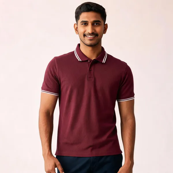 Maroon_Cotton_Pique_Regular_Fit_Polo_T-Shirt_For_Men