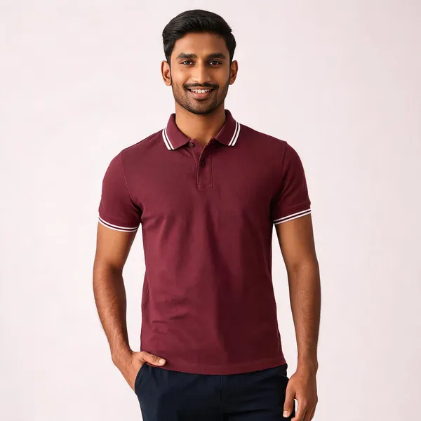 Maroon_Cotton_Pique_Regular_Fit_Polo_T-Shirt_For_Men
