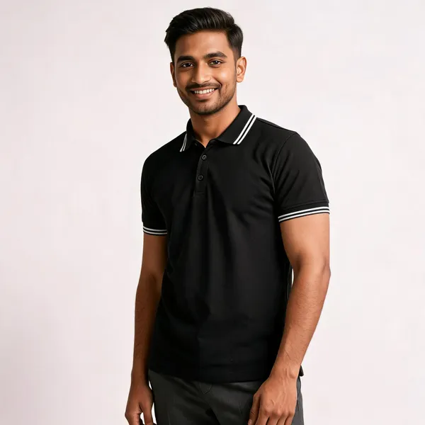 Black_Cotton_Pique_Regular_Fit_Polo_T-Shirt_For_Men