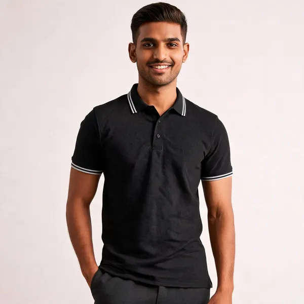 Black_Cotton_Pique_Regular_Fit_Polo_T-Shirt_For_Men