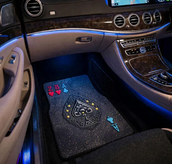 Polyester_Anti-Slip_Rubber_Black_Playing_Card_Print_Car_Floor_Mat_Pack_Of_4