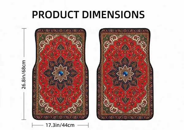 Polyester_Anti-Slip_Rubber_Red_Patterned_Car_Floor_Mat_Pack_Of_2