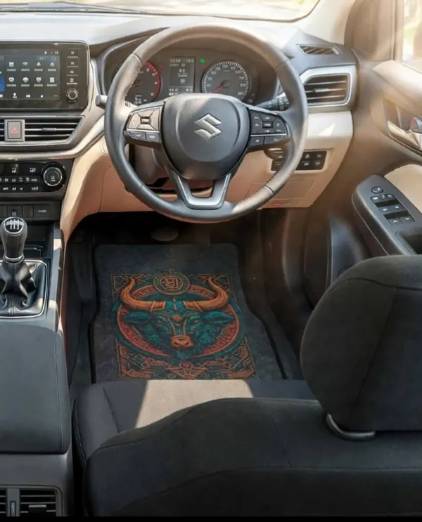 Polyester_Anti-Slip_Rubber_Black_Bull_Print_Car_Floor_Mat_Pack_Of_2