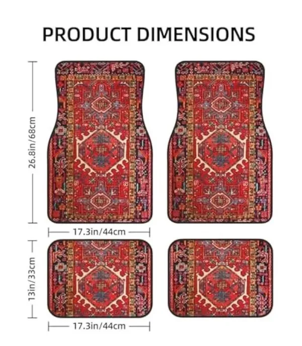 Polyester_Anti-Slip_Rubber_Red_Persian_Pattern_Car_Floor_Mat_Pack_Of_4