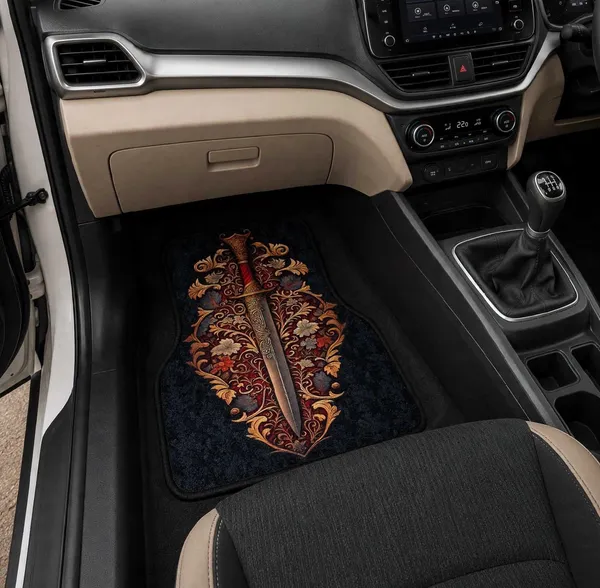 Polyester_Anti-Slip_Rubber_Black_Decorative_Print_Car_Floor_Mat_Pack_Of_2