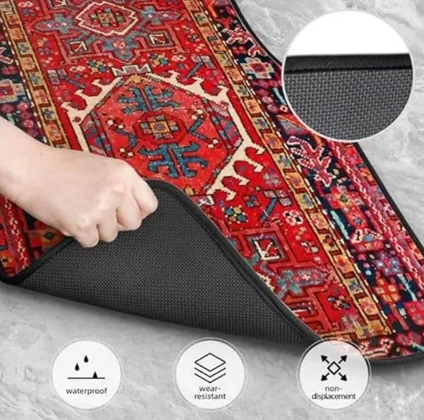Polyester_Anti-Slip_Rubber_Red_Persian_Pattern_Car_Floor_Mat_Pack_Of_4