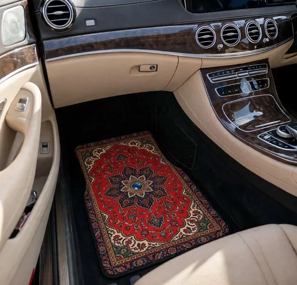Polyester_Anti-Slip_Rubber_Persian_Print_Red_Car_Floor_Mat_Set_Of_4