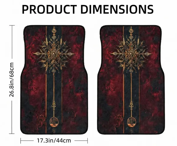 Polyester_Anti-Slip_Rubber_Red_Black_Printed_Car_Floor_Mat_Pack_Of_2