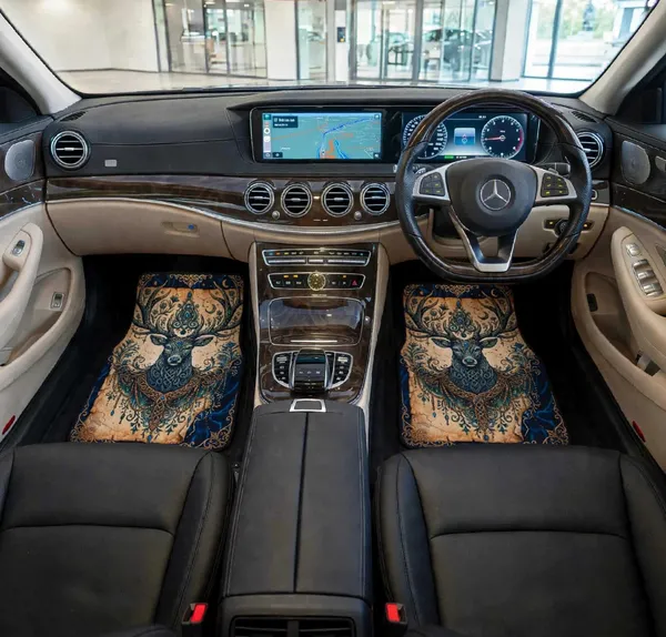 Polyester_Anti-Slip_Rubber_Multicolor_Deer_Print_Car_Floor_Mat_Pack_Of_4