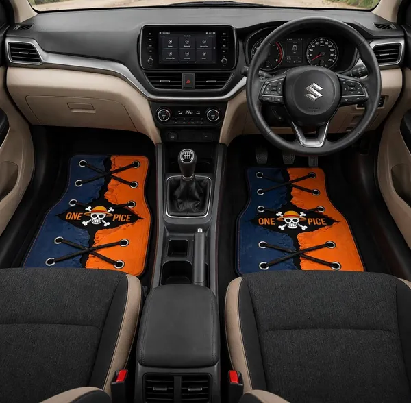 Polyester_Anti-Slip_Rubber_Navy_Blue_Orange_Car_Floor_Mat_Pack_Of_2