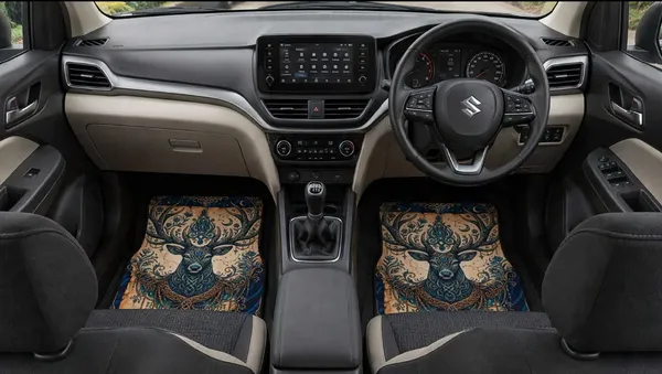 Polyester_Anti-Slip_Rubber_Multicolor_Deer_Print_Car_Floor_Mat_Pack_Of_2