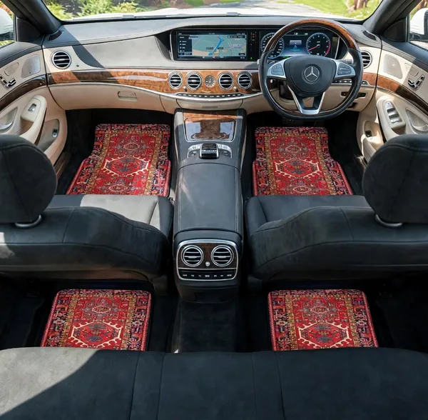 Polyester_Anti-Slip_Rubber_Red_Persian_Pattern_Car_Floor_Mat_Pack_Of_4