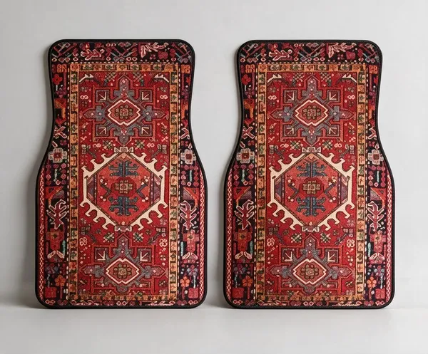 Polyester_Anti-Slip_Rubber_Red_Patterned_Car_Floor_Mat_Pack_Of_2