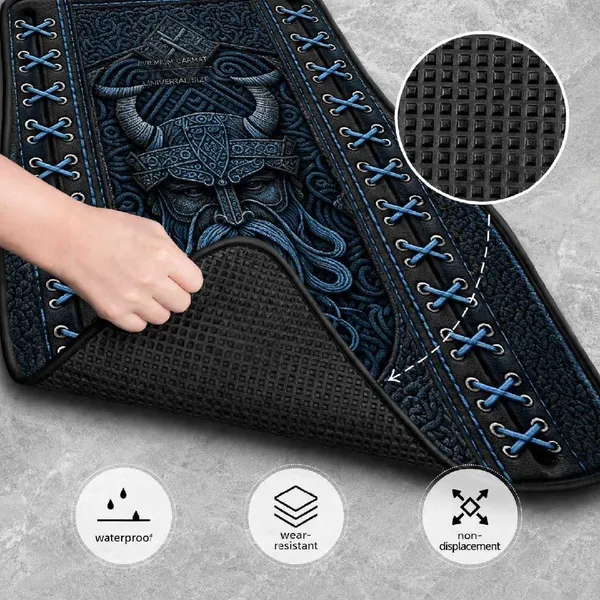 Polyester_Anti-Slip_Rubber_Black_Viking_Print_Car_Floor_Mat_Pack_Of_4