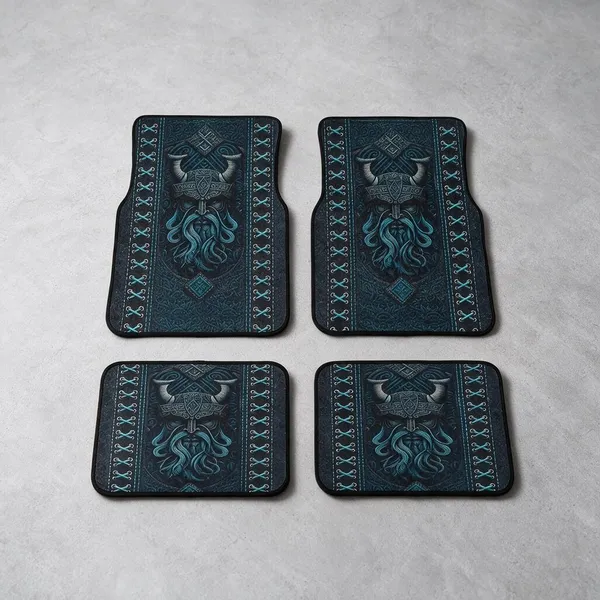 Polyester_Anti-Slip_Rubber_Black_Viking_Print_Car_Floor_Mat_Pack_Of_4