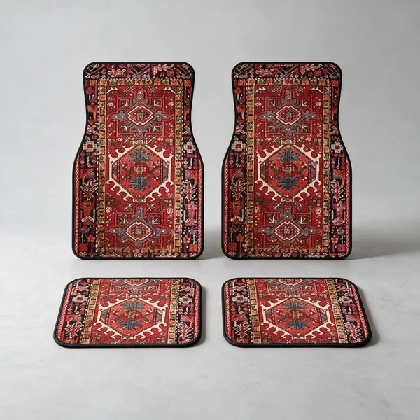 Polyester_Anti-Slip_Rubber_Red_Persian_Pattern_Car_Floor_Mat_Pack_Of_4