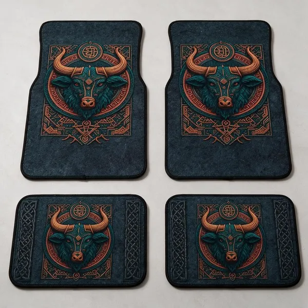 Polyester_Anti-Slip_Rubber_Blue_Black_Printed_Car_Floor_Mat_Pack_Of_4