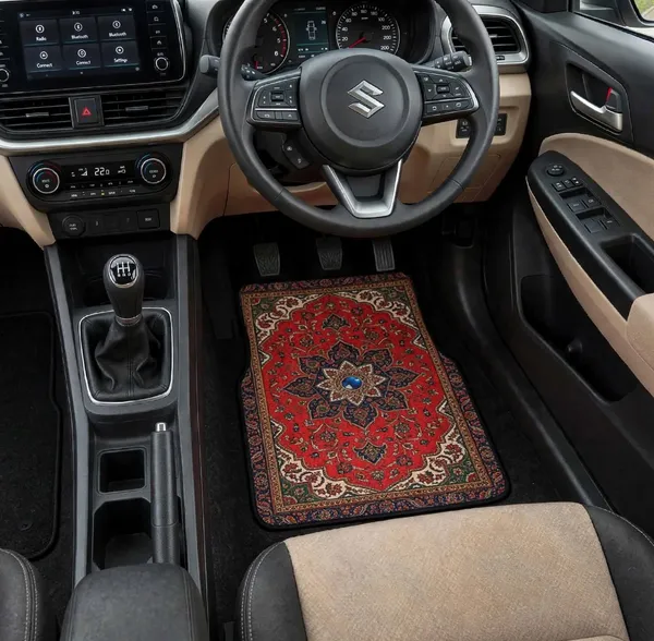 Polyester_Anti-Slip_Rubber_Red_Patterned_Car_Floor_Mat_Pack_Of_2