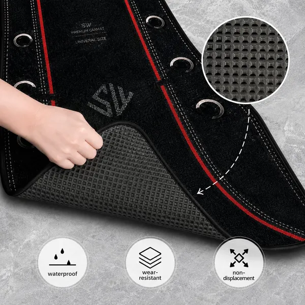 Polyester_Anti-Slip_Rubber_Black_Red_Trim_Car_Floor_Mat_Pack_Of_2