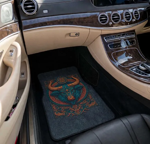 Polyester_Anti-Slip_Rubber_Blue_Black_Printed_Car_Floor_Mat_Pack_Of_4