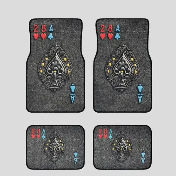 Polyester_Anti-Slip_Rubber_Black_Playing_Card_Print_Car_Floor_Mat_Pack_Of_4