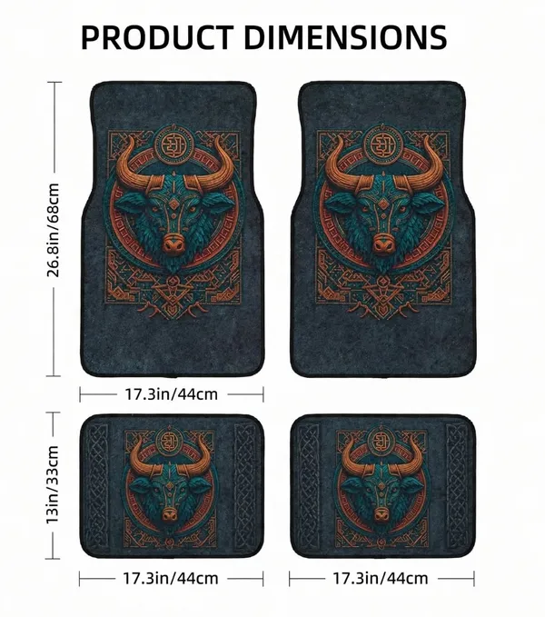 Polyester_Anti-Slip_Rubber_Blue_Black_Printed_Car_Floor_Mat_Pack_Of_4