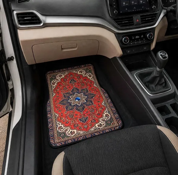 Polyester_Anti-Slip_Rubber_Red_Patterned_Car_Floor_Mat_Pack_Of_2
