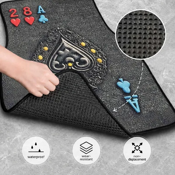 Polyester_Anti-Slip_Rubber_Black_Playing_Card_Print_Car_Floor_Mat_Pack_Of_4