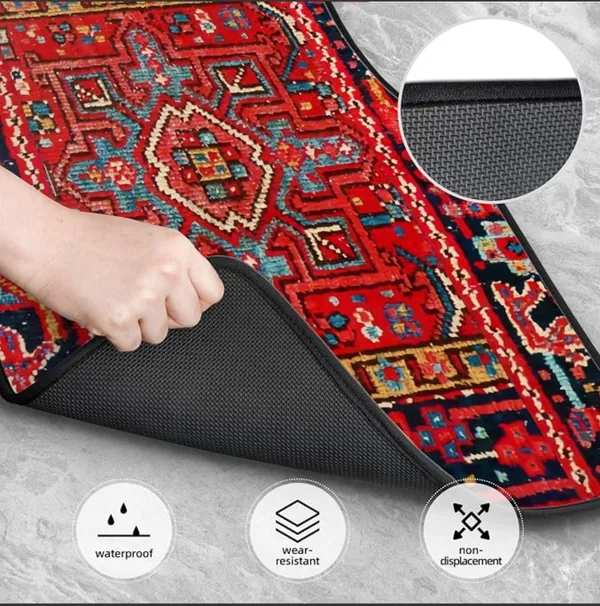 Polyester_Anti-Slip_Rubber_Red_Patterned_Car_Floor_Mat_Pack_Of_2