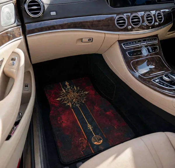 Polyester_Anti-Slip_Rubber_Red_Black_Printed_Car_Floor_Mat_Pack_Of_2