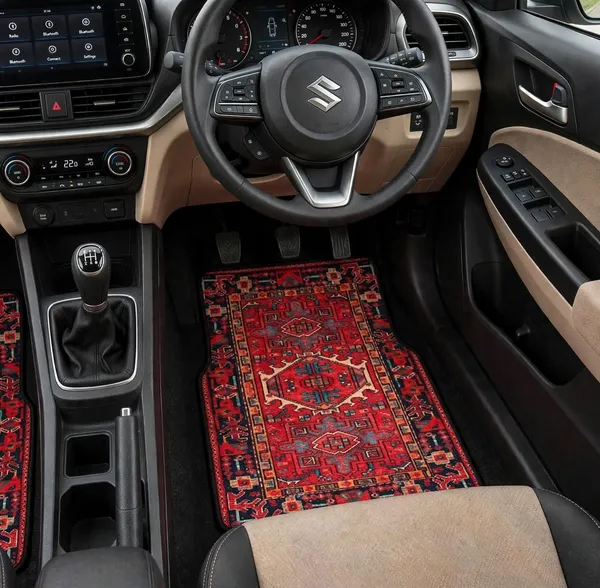 Polyester_Anti-Slip_Rubber_Red_Patterned_Car_Floor_Mat_Pack_Of_2