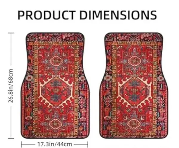 Polyester_Anti-Slip_Rubber_Red_Patterned_Car_Floor_Mat_Pack_Of_2