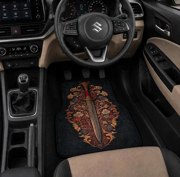 Polyester_Anti-Slip_Rubber_Black_Decorative_Print_Car_Floor_Mat_Pack_Of_2