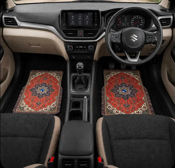 Polyester_Anti-Slip_Rubber_Red_Patterned_Car_Floor_Mat_Pack_Of_2