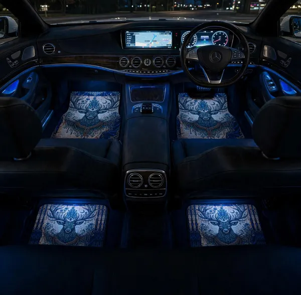 Polyester_Anti-Slip_Rubber_Multicolor_Deer_Print_Car_Floor_Mat_Pack_Of_4