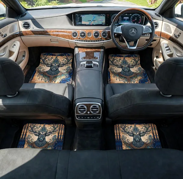 Polyester_Anti-Slip_Rubber_Multicolor_Deer_Print_Car_Floor_Mat_Pack_Of_4