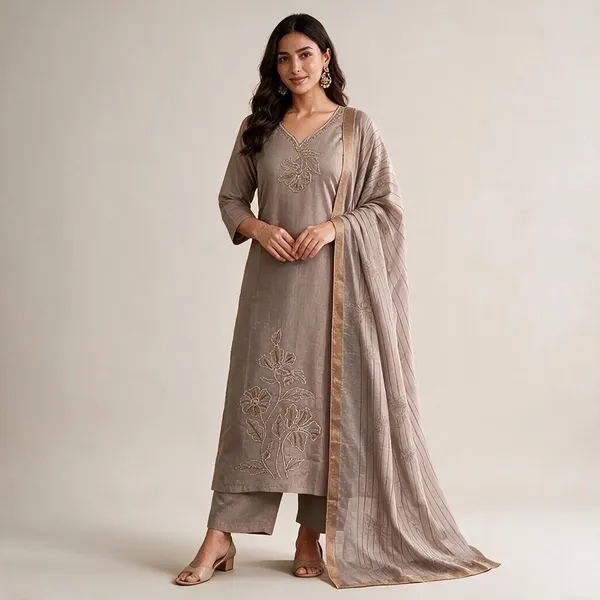 Taupe_Cotton_Straight_Embroidered_Kurta_Set_For_Women