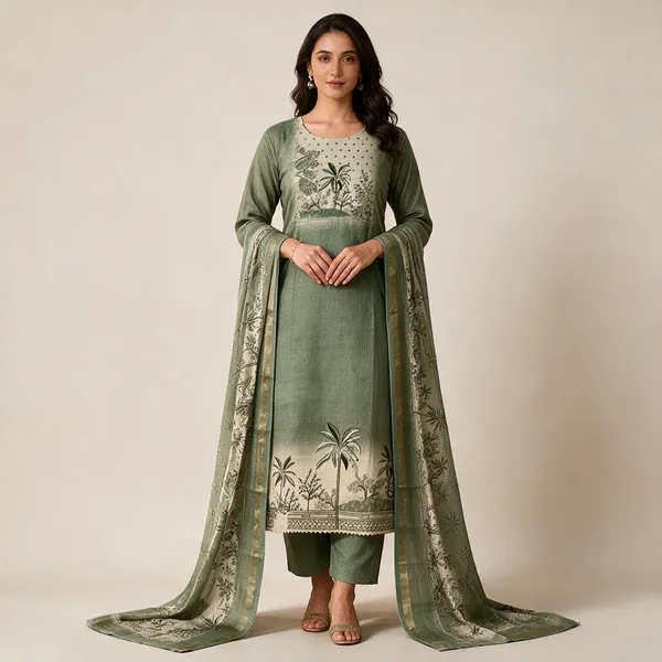 Green_Cotton_Straight_Printed_Kurta_Set_For_Women